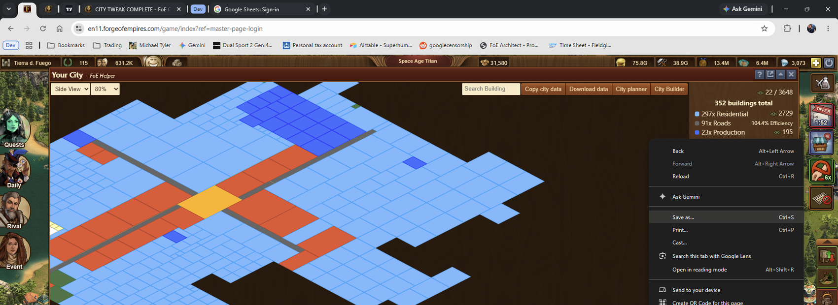 Right-click Save as on the FoE Helper Your City map page