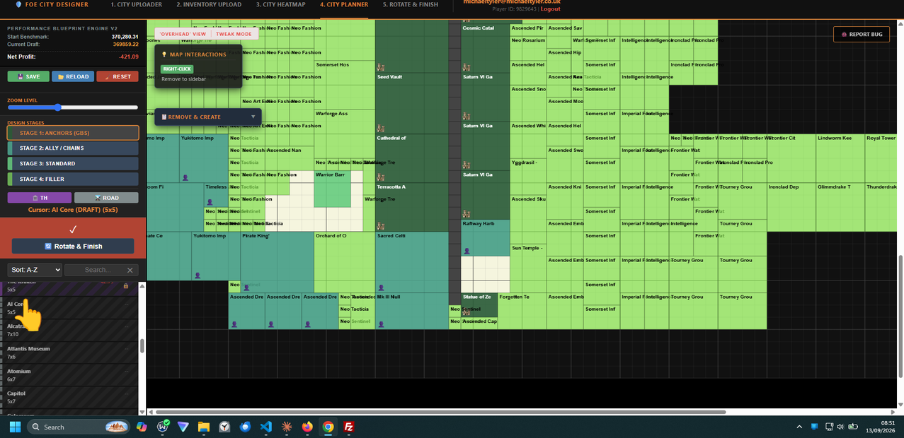 Selecting AI Core from the sidebar to draft a new Great Building